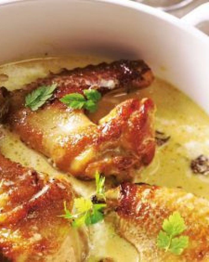 Suprême de chapon poché au vin jaune - Noël