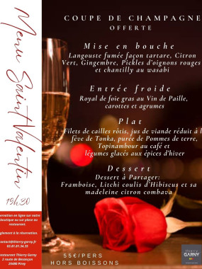 Au RESTAURANT : Menu de Saint Valentin 